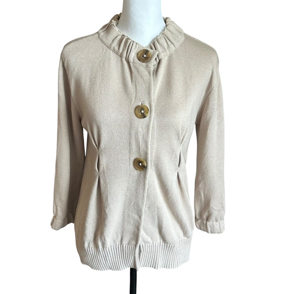 Vince Cardigan Women's Small Beige Cotton Cashmere Knit Button Front Sweater